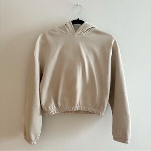 Zara Beige Cropped Hoodie M